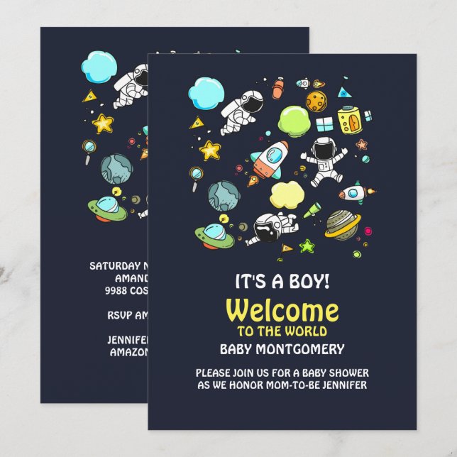 Invitación Tema del espacio ultraterrestre en Guay - Astronau (Anverso / Reverso)