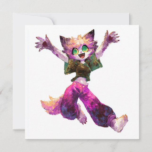 Invitación Tema del Fiesta de danza del gato personalizado (Anverso)