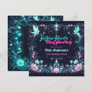 Invitación Tema del Fiesta de hadas brillantes - cuento de ha