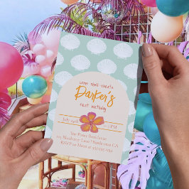 Invitación Tema del Fiesta de la playa costera "Shell-ebració