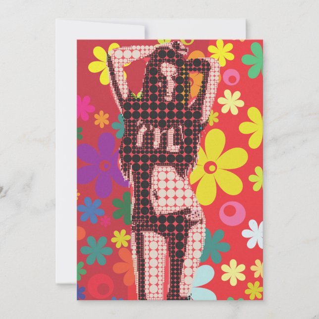 Invitación Tema del fiesta retro Hippy 60 (Anverso)