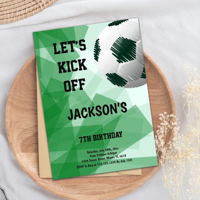 Invitación Tema del fútbol artístico (Pen Drew Ball Soccer Birthday Invitations)