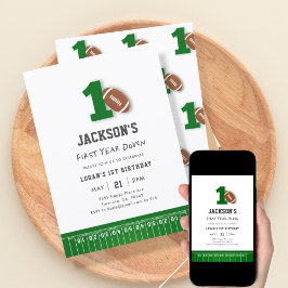 Invitación Tema del fútbol Primer año por año cumpleaños