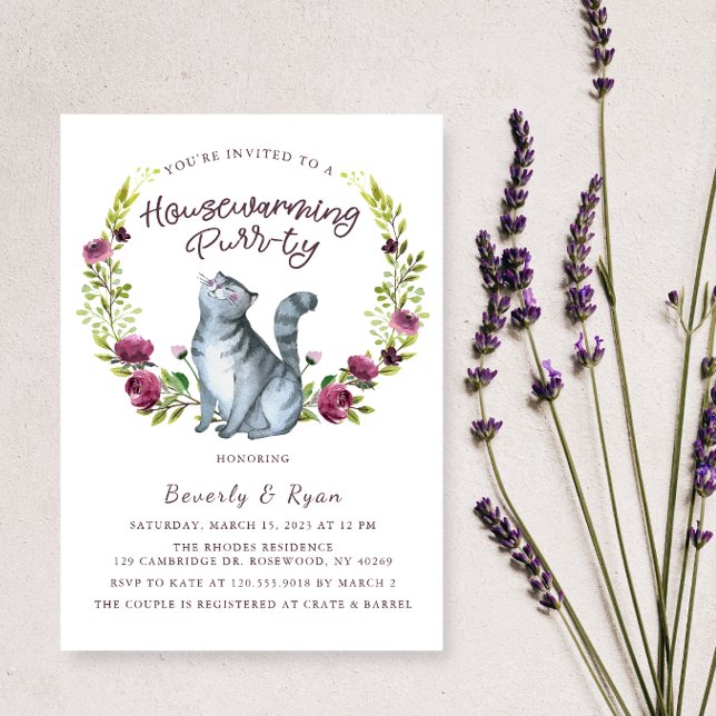 Invitación Tema del gato del Fiesta Purr-ty (Subido por el creador)