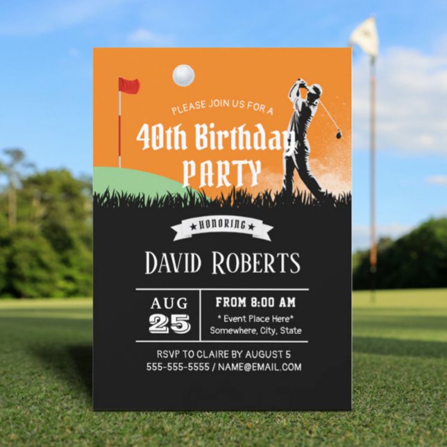 Invitación Tema del golf Adulto 40 Fiesta de cumpleaños (Subido por el creador)