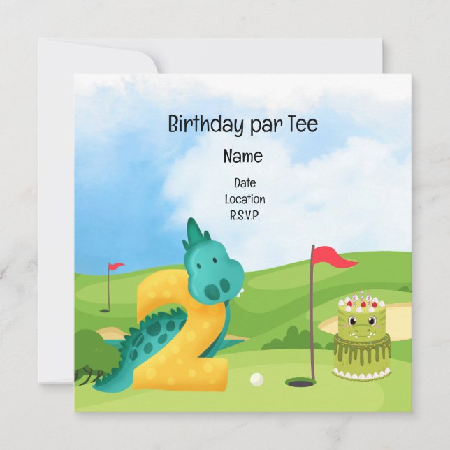 Invitación Tema del golf de 2º cumpleaños para un Fiesta de g (Anverso)