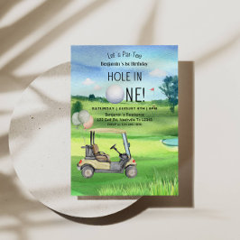 Invitación Tema del golf "Hole In One First Birthday" para Bo
