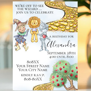 Invitación Tema del Mago de Oz Historia Ilustrada Adorable