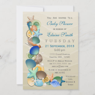 Invitación tema del océano arenoso Blue Baby Ducha Invita