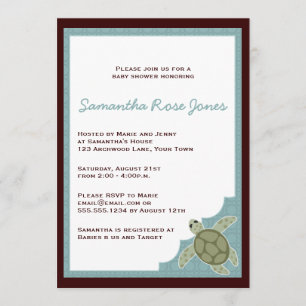 Invitación Tema del océano dulce Baby Shower - Azul y marrón