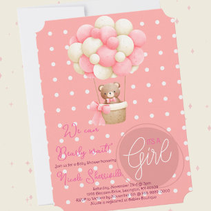 Invitación Tema Del Oso Peach Peach Hot Air Balloon Baby Show