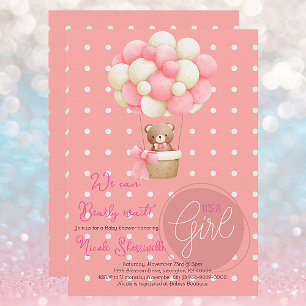 Invitación Tema Del Oso Peach Peach Hot Air Balloon Baby Show