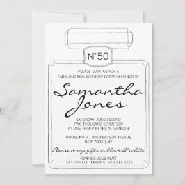 Invitación Tema del PARÍS Blanco y Negro FABULOSO cumpleaños 