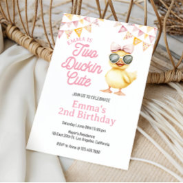 Invitación Tema del Pato Amarillo Dos Duckin Cute segundo cum