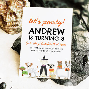 Invitación Tema del perro Fiesta de cachorros Halloween