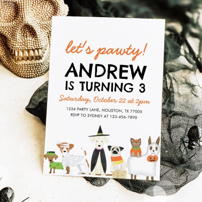 Invitación Tema del perro Fiesta de cachorros Halloween (Subido por el creador)