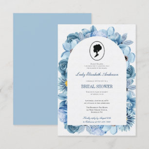 Invitación Tema del puente floral azul, regencia del té nupci