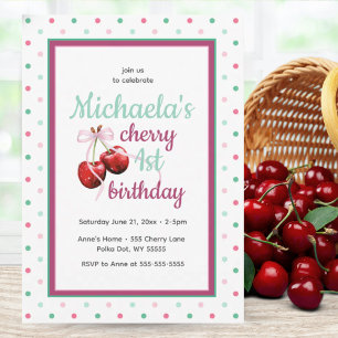 Invitación Tema del Punto de Polka del primer cumpleaños de C