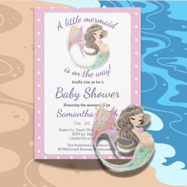Invitación Tema del purpurina Baby Shower de la sirena marrón