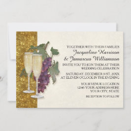 Invitación Tema del vino Champaña Uvas modernas Boda sencillo