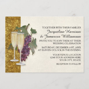 Invitación Tema del vino Champaña Uvas modernas Boda sencillo