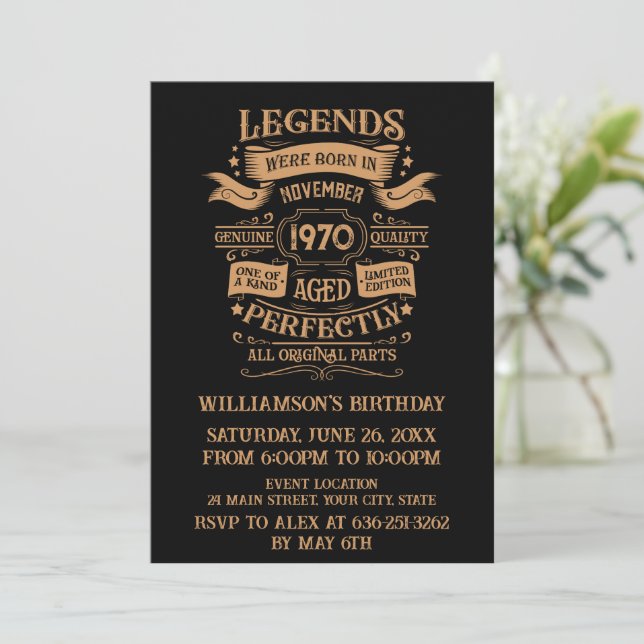 Invitación Tema del whisky de cumpleaños vintage personalizad (Anverso de pie)