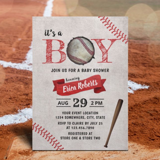 Invitación Tema deportivo de Baby Shower Vintage (Subido por el creador)