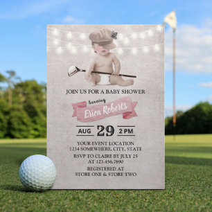 Invitación Tema deportivo de Chica de golf de época Baby Show