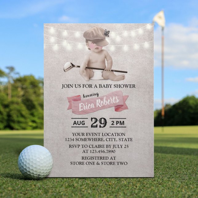 Invitación Tema deportivo de Chica de golf de época Baby Show (Subido por el creador)