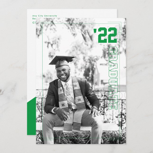 Invitación Tema deportivo de Varsity | 2 Partido de Graduació (Anverso / Reverso)