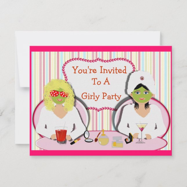 Invitación Tema divertido de fiesta de chicas mimadas (Anverso)