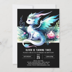 Invitación Tema Dragón moderno Cumpleaños