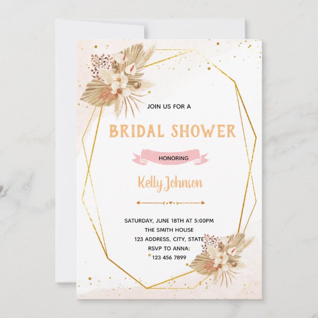 invitación tema ducha de novia Pampass (Anverso)