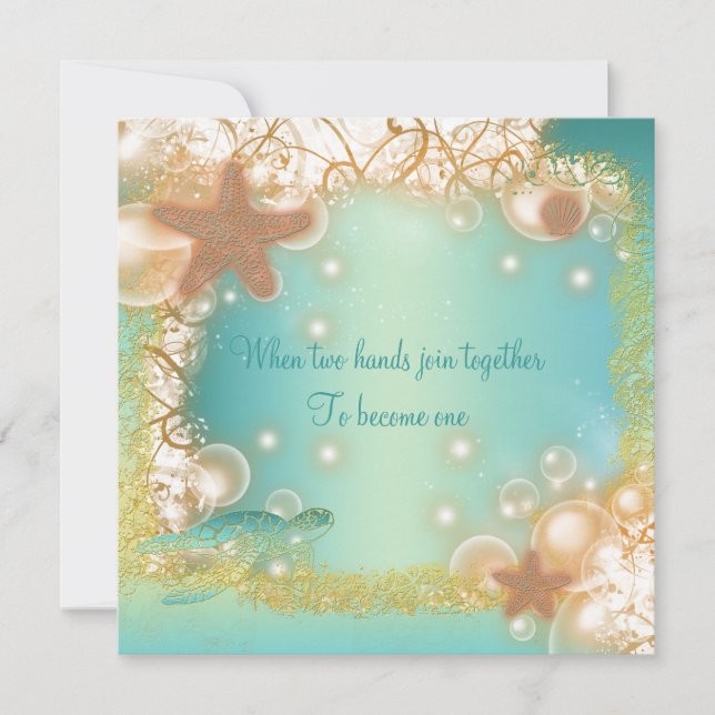 Invitación Tema elegante del fiesta de boda de playa (Anverso)