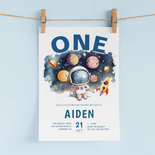 Invitación Tema Espacial Galaxia Sistema Solar Cumpleaños 1