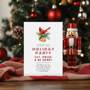 Invitación Tema festivo de Navidad con cardenal rojo para fie
