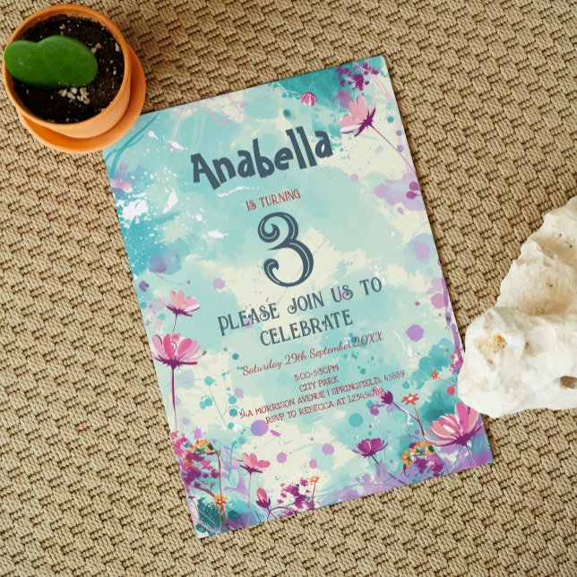 Invitación Tema floral I Personalizado Foto fiesta de cumplea (Subido por el creador)