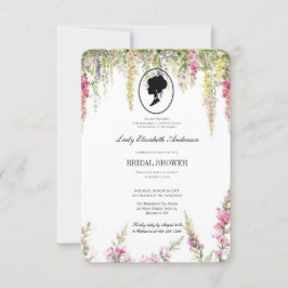 Invitación Tema floral rosa de Bridgerton, té de regencia nup