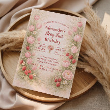 Tema Floral Vintage de Fresa Cumpleaños 1