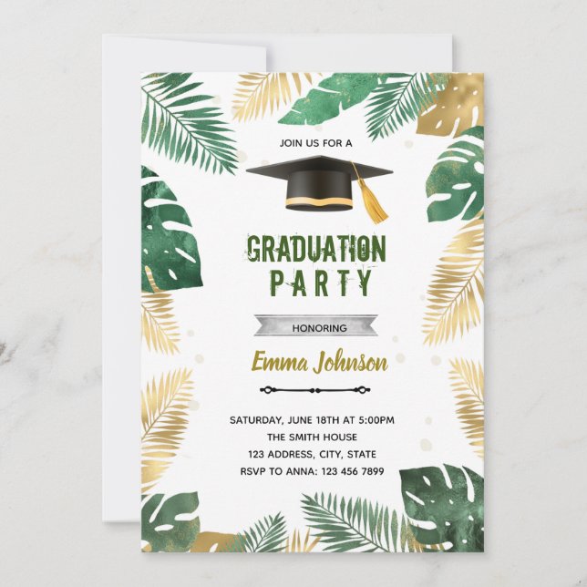 invitación tema graduación de verano (Anverso)