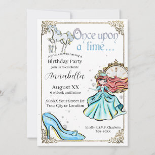 Invitación Tema ilustrado del cuento de la cenicienta de hada