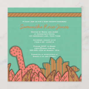 Invitación Tema lindo Baby Shower - menta Brown rosado del