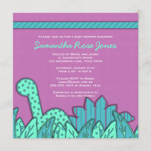 Invitación Tema lindo Baby Shower - turquesa púrpura del