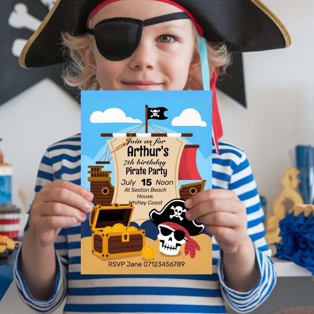 Invitación Tema marítimo de la fiesta de cumpleaños de un niñ (Subido por el creador)