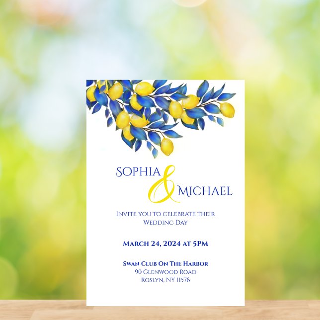 Invitación Tema mediterráneo-Boda de limón (Mediterranean-Lemon Wedding Theme Invitation)