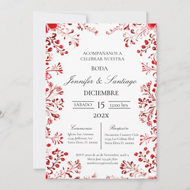 Invitación tema mexicano para boda (Anverso)