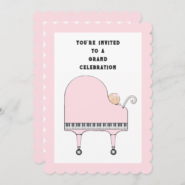 Invitación Tema musical de Baby Shower (Anverso / Reverso)