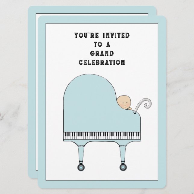 Invitación Tema musical de Baby Shower (Anverso / Reverso)