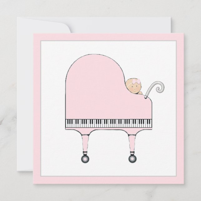 Invitación Tema musical de chica Baby Shower (Anverso)