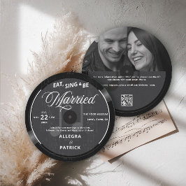 Invitación Tema musical Vintage Vinyl All One Photo QR Boda